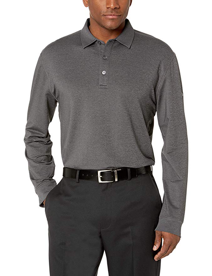 Callaway Men's Long Sleeve French Terry Heathered Solid Polo