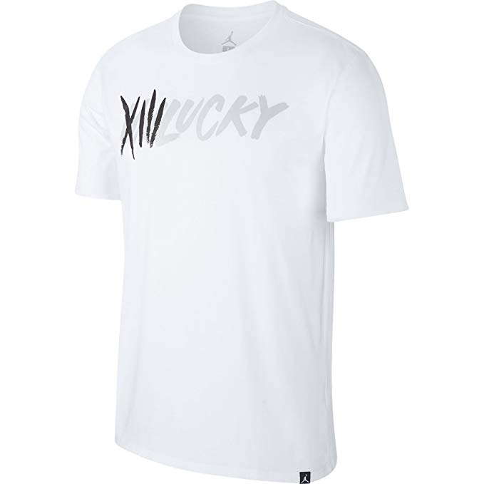 Jordan 13 Unlucky Men's Athletic Casual T-Shirt White/Black/Grey 844288-100