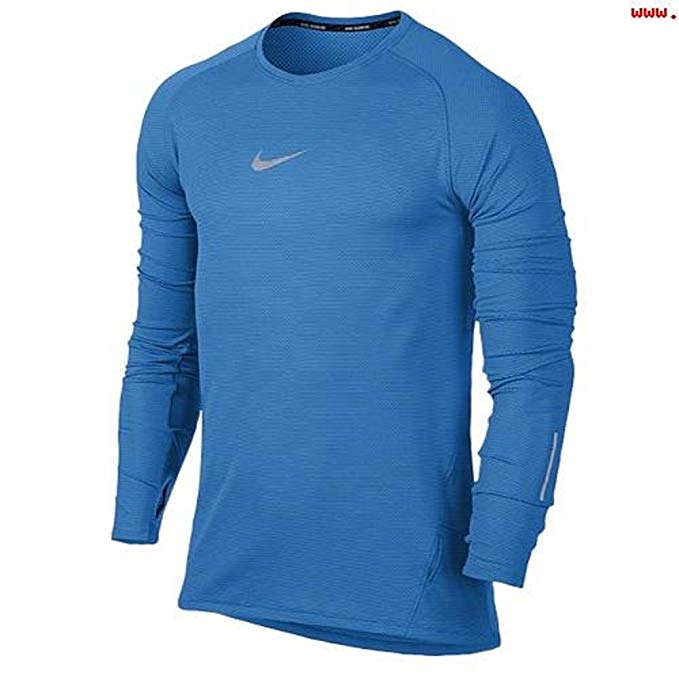Nike Mens Aeroreact Dri-Fit LS Running Shirt 683910 406 Blue