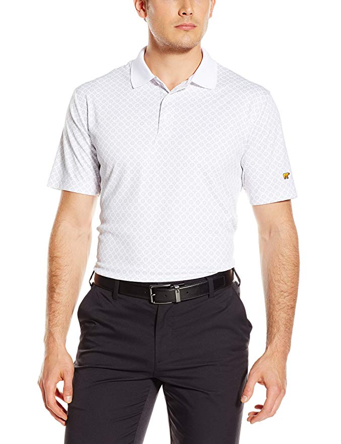 Jack Nicklaus Men's Golf Performance Harbor Town Geo Print Solid Polo Shirt