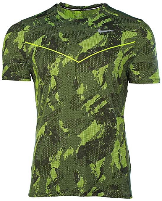 Nike Men's Dri-Fit Fractual Racing Running Shirt-Volt/Black-XL